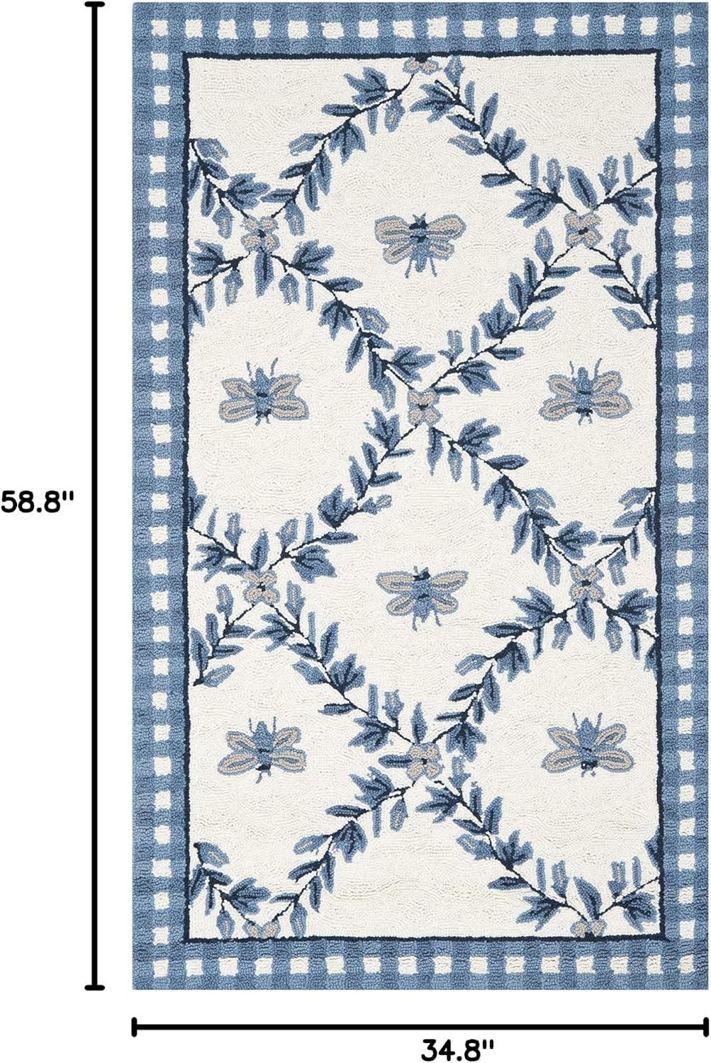 image:imageSAFAVIEH Area Rug 8x10 Chelsea Collection Large Ivory amp Green HandHooked Wool French Country Design Ideal for Living Room Bedroom Office Dining Space HK55AIvoryBlue