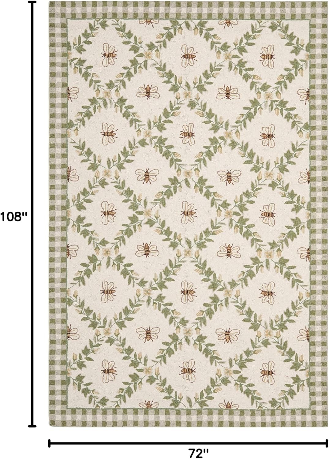 image:imageSAFAVIEH Area Rug 8x10 Chelsea Collection Large Ivory amp Green HandHooked Wool French Country Design Ideal for Living Room Bedroom Office Dining Space HK55AIvoryGreen