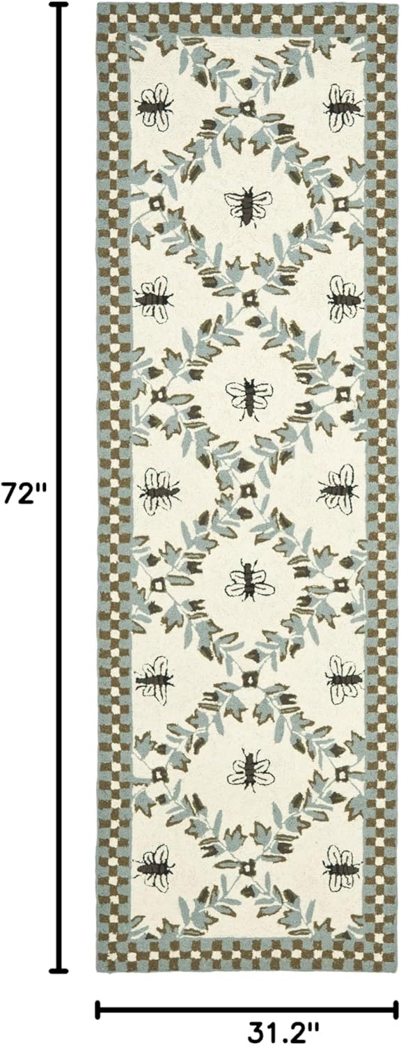 image:imageSAFAVIEH Area Rug 8x10 Chelsea Collection Large Ivory amp Green HandHooked Wool French Country Design Ideal for Living Room Bedroom Office Dining Space HK55AIvoryLight Blue