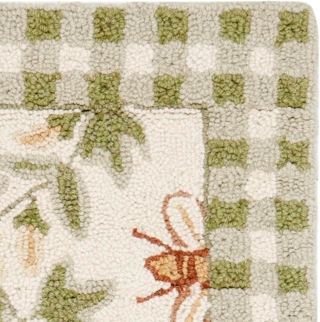 image:imageSAFAVIEH Area Rug 8x10 Chelsea Collection Large Ivory amp Green HandHooked Wool French Country Design Ideal for Living Room Bedroom Office Dining Space HK55AIvoryGreen