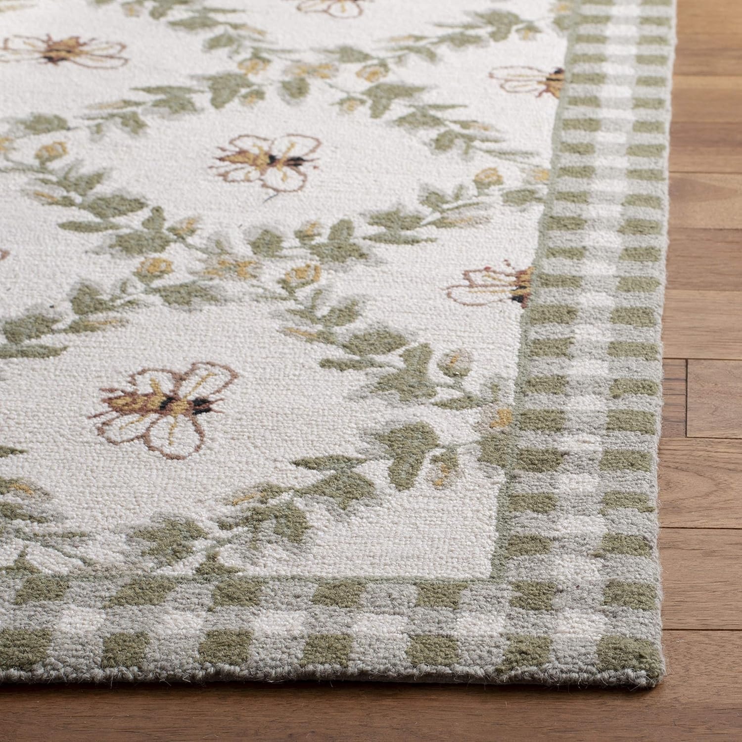 image:imageSAFAVIEH Area Rug 8x10 Chelsea Collection Large Ivory amp Green HandHooked Wool French Country Design Ideal for Living Room Bedroom Office Dining Space HK55AIvoryGreen