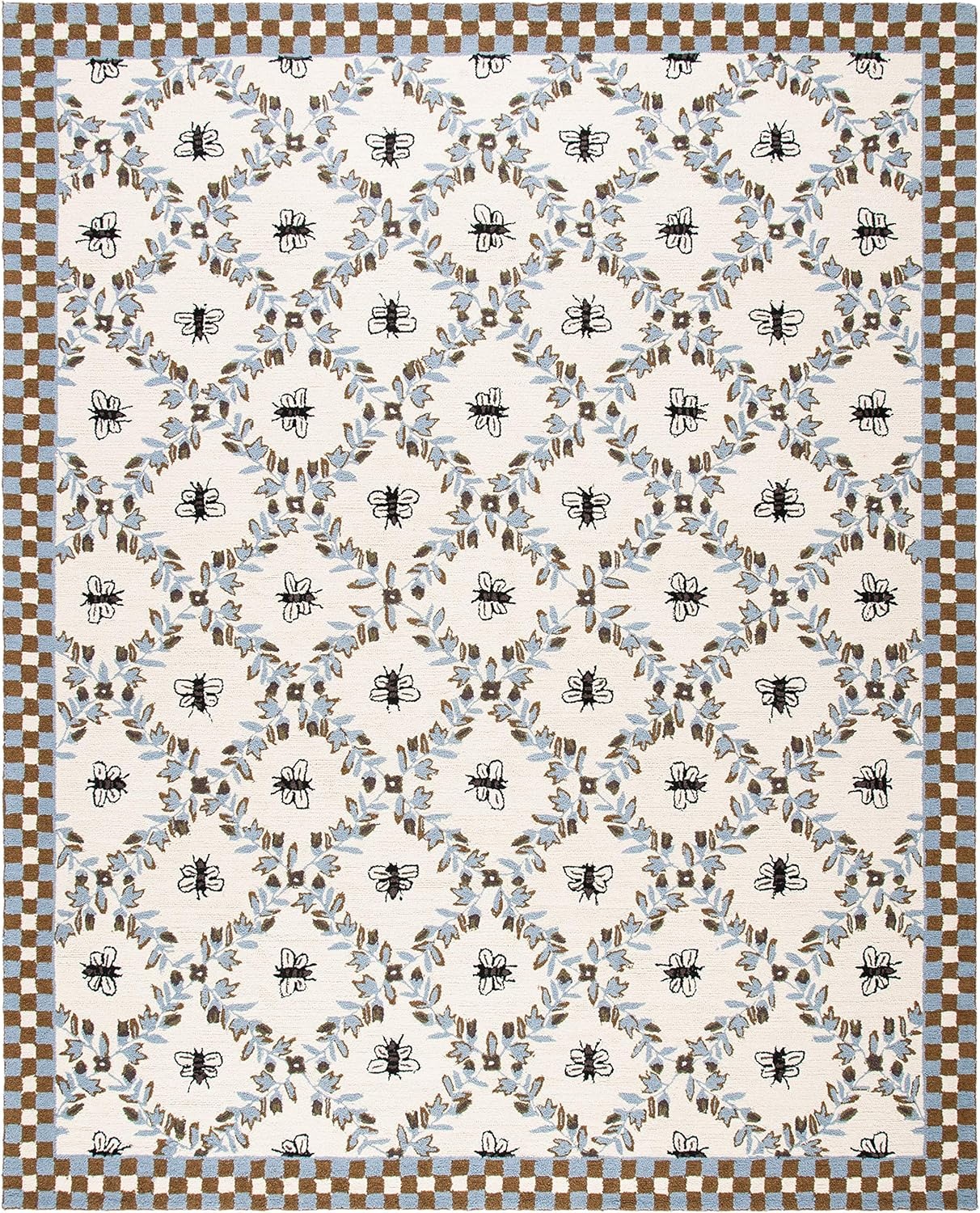 image:imageSAFAVIEH Area Rug 8x10 Chelsea Collection Large Ivory amp Green HandHooked Wool French Country Design Ideal for Living Room Bedroom Office Dining Space HK55AIvoryLight Blue