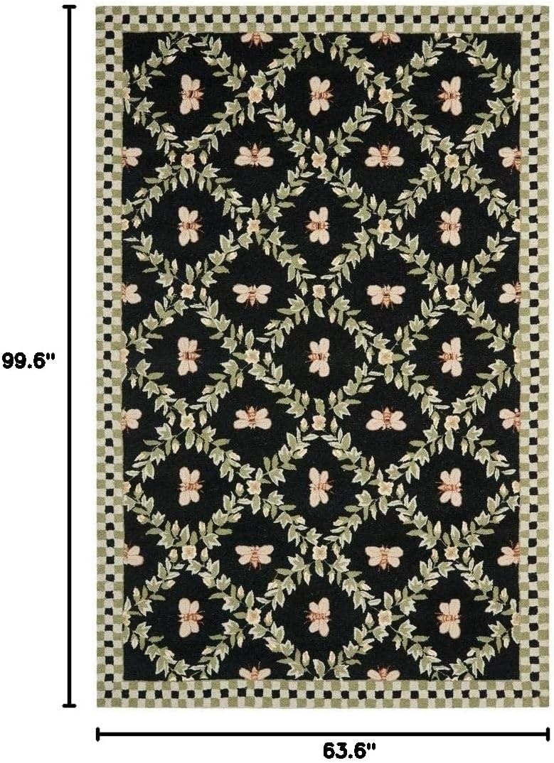 image:imageSAFAVIEH Area Rug 8x10 Chelsea Collection Large Ivory amp Green HandHooked Wool French Country Design Ideal for Living Room Bedroom Office Dining Space HK55ABlack