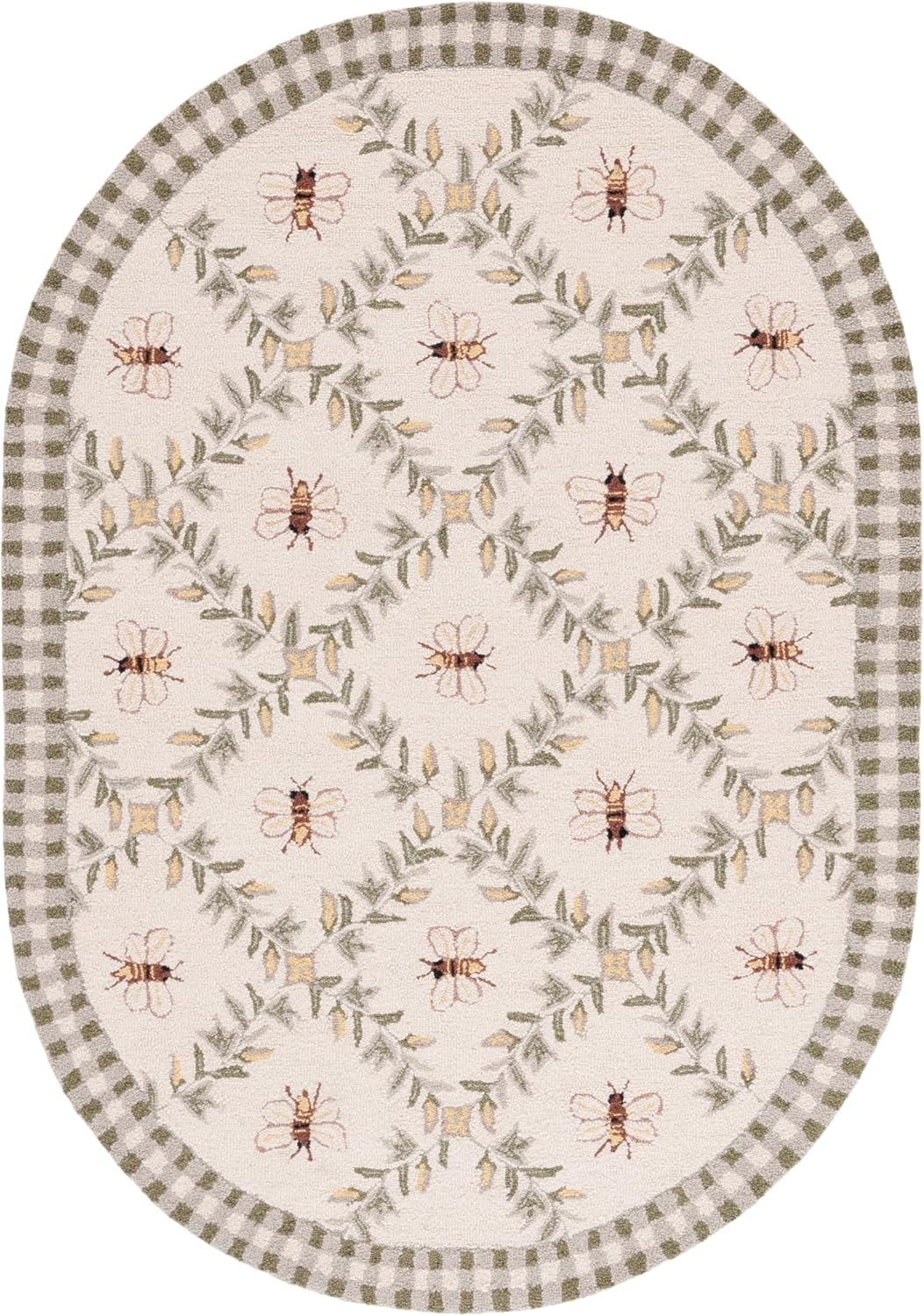 image:imageSAFAVIEH Area Rug 8x10 Chelsea Collection Large Ivory amp Green HandHooked Wool French Country Design Ideal for Living Room Bedroom Office Dining Space HK55AIvoryGreen