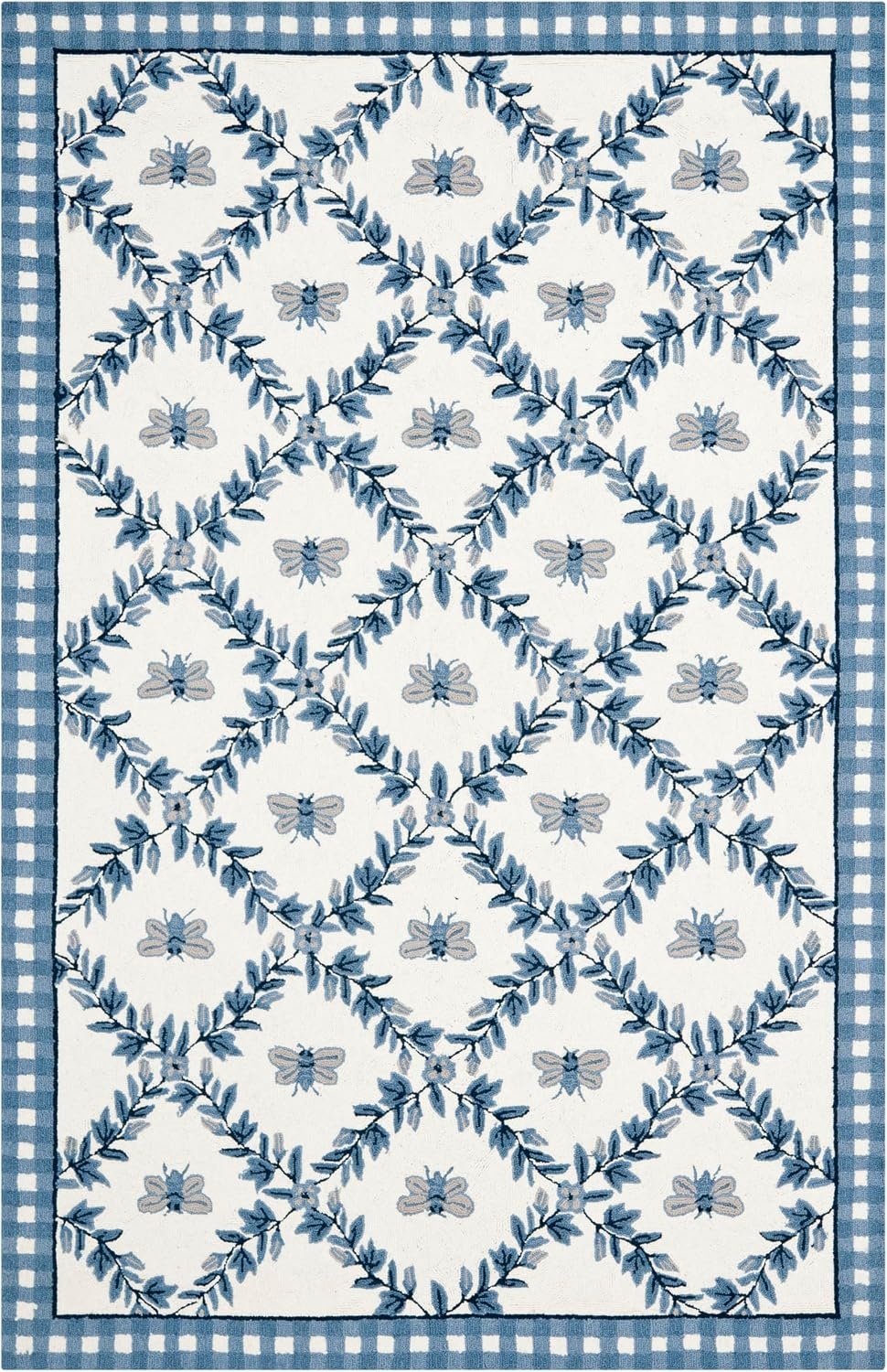 image:imageSAFAVIEH Area Rug 8x10 Chelsea Collection Large Ivory amp Green HandHooked Wool French Country Design Ideal for Living Room Bedroom Office Dining Space HK55AIvoryBlue