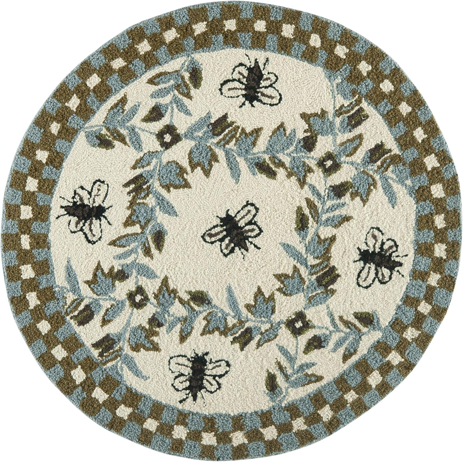 image:imageSAFAVIEH Area Rug 8x10 Chelsea Collection Large Ivory amp Green HandHooked Wool French Country Design Ideal for Living Room Bedroom Office Dining Space HK55AIvoryLight Blue