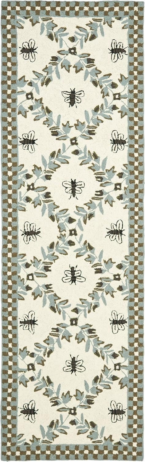 image:imageSAFAVIEH Area Rug 8x10 Chelsea Collection Large Ivory amp Green HandHooked Wool French Country Design Ideal for Living Room Bedroom Office Dining Space HK55AIvoryLight Blue