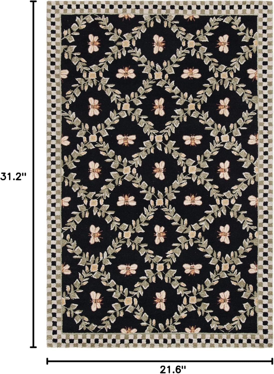 image:imageSAFAVIEH Area Rug 8x10 Chelsea Collection Large Ivory amp Green HandHooked Wool French Country Design Ideal for Living Room Bedroom Office Dining Space HK55ABlack