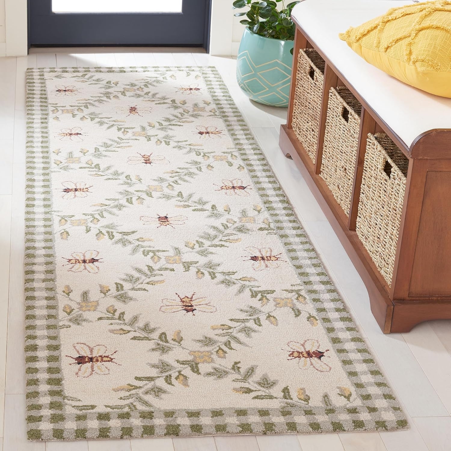 image:imageSAFAVIEH Area Rug 8x10 Chelsea Collection Large Ivory amp Green HandHooked Wool French Country Design Ideal for Living Room Bedroom Office Dining Space HK55AIvoryGreen