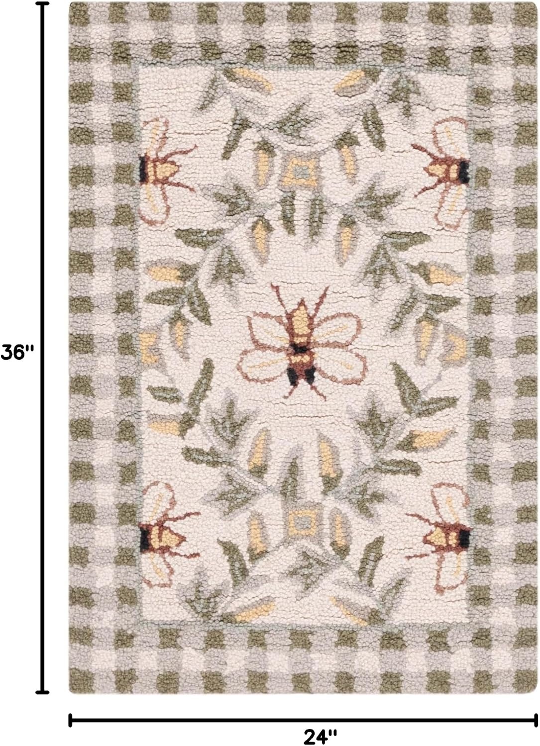 image:imageSAFAVIEH Area Rug 8x10 Chelsea Collection Large Ivory amp Green HandHooked Wool French Country Design Ideal for Living Room Bedroom Office Dining Space HK55AIvoryGreen