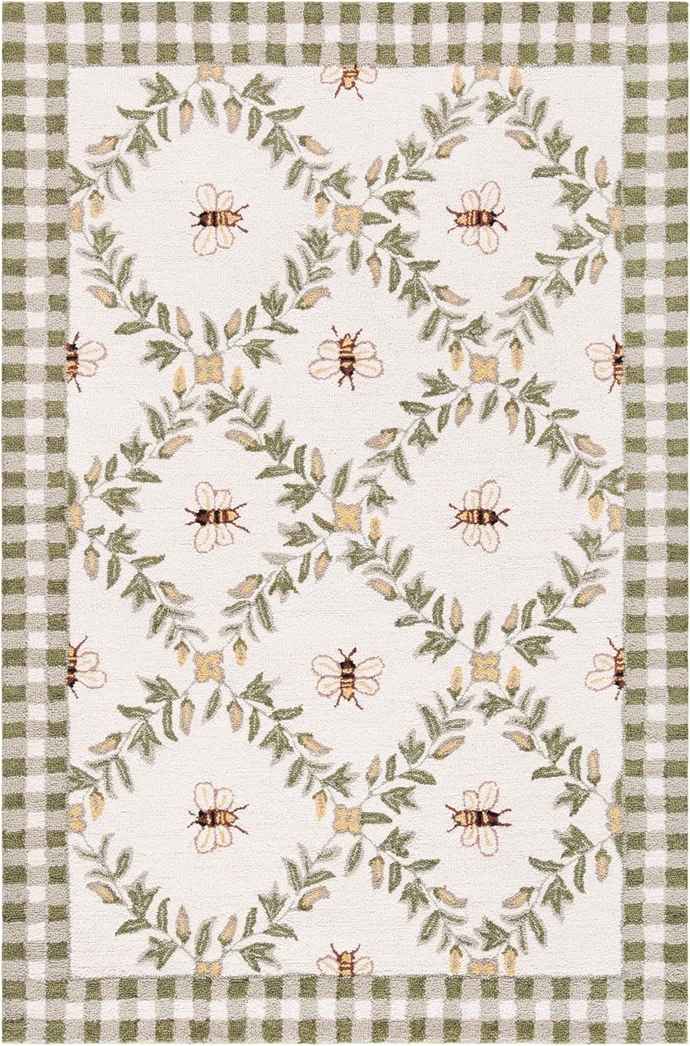 image:imageSAFAVIEH Area Rug 8x10 Chelsea Collection Large Ivory amp Green HandHooked Wool French Country Design Ideal for Living Room Bedroom Office Dining Space HK55AIvoryGreen