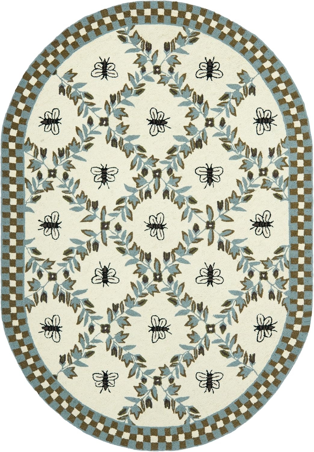 image:imageSAFAVIEH Area Rug 8x10 Chelsea Collection Large Ivory amp Green HandHooked Wool French Country Design Ideal for Living Room Bedroom Office Dining Space HK55AIvoryLight Blue