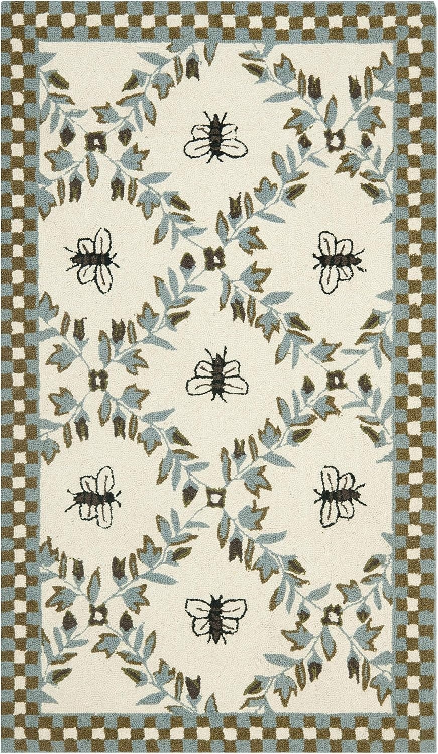 image:imageSAFAVIEH Area Rug 8x10 Chelsea Collection Large Ivory amp Green HandHooked Wool French Country Design Ideal for Living Room Bedroom Office Dining Space HK55AIvoryLight Blue