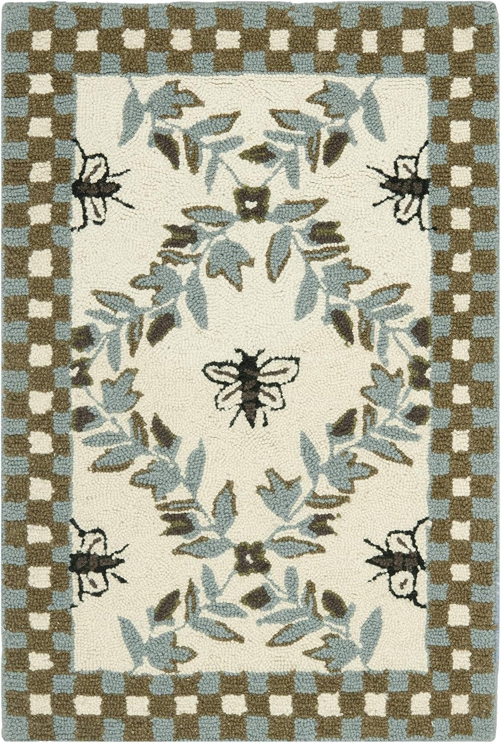 image:imageSAFAVIEH Area Rug 8x10 Chelsea Collection Large Ivory amp Green HandHooked Wool French Country Design Ideal for Living Room Bedroom Office Dining Space HK55AIvoryLight Blue