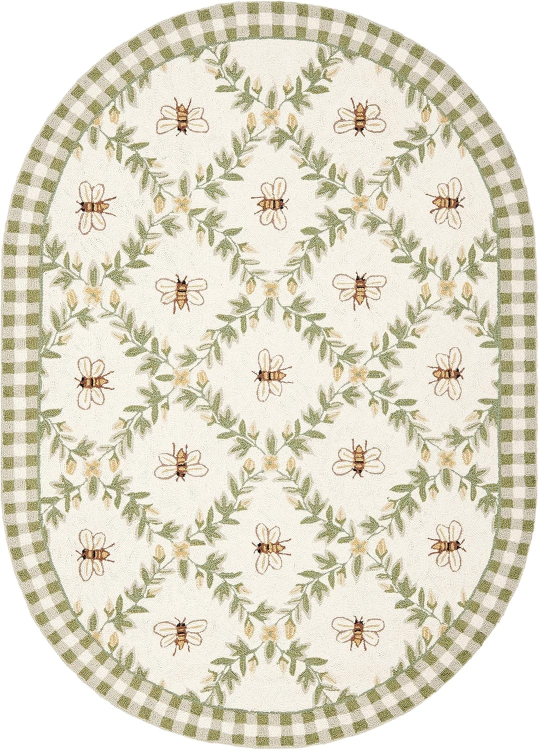 image:imageSAFAVIEH Area Rug 8x10 Chelsea Collection Large Ivory amp Green HandHooked Wool French Country Design Ideal for Living Room Bedroom Office Dining Space HK55AIvoryGreen