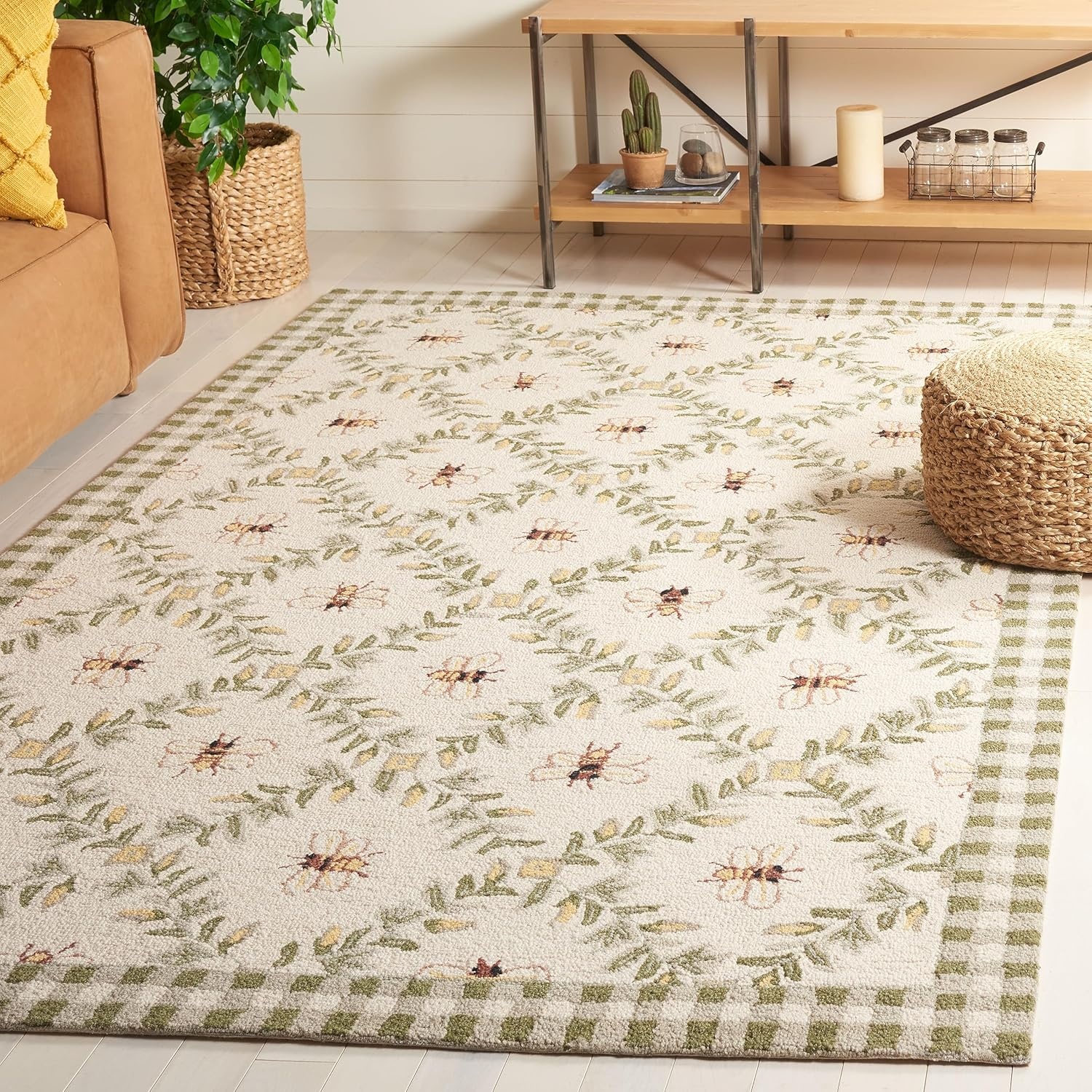 image:imageSAFAVIEH Area Rug 8x10 Chelsea Collection Large Ivory amp Green HandHooked Wool French Country Design Ideal for Living Room Bedroom Office Dining Space HK55AIvoryGreen