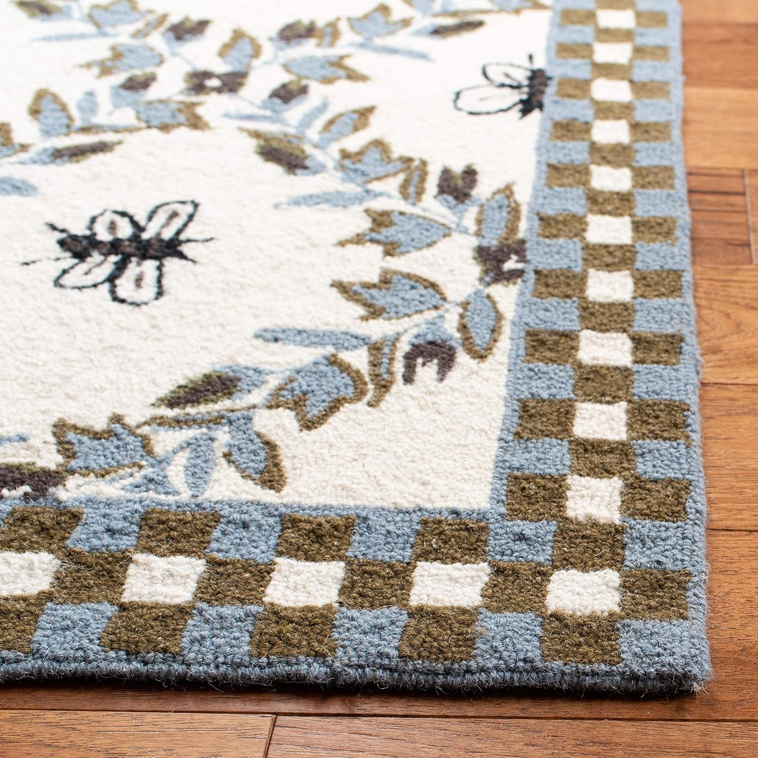 image:imageSAFAVIEH Area Rug 8x10 Chelsea Collection Large Ivory amp Green HandHooked Wool French Country Design Ideal for Living Room Bedroom Office Dining Space HK55AIvoryLight Blue