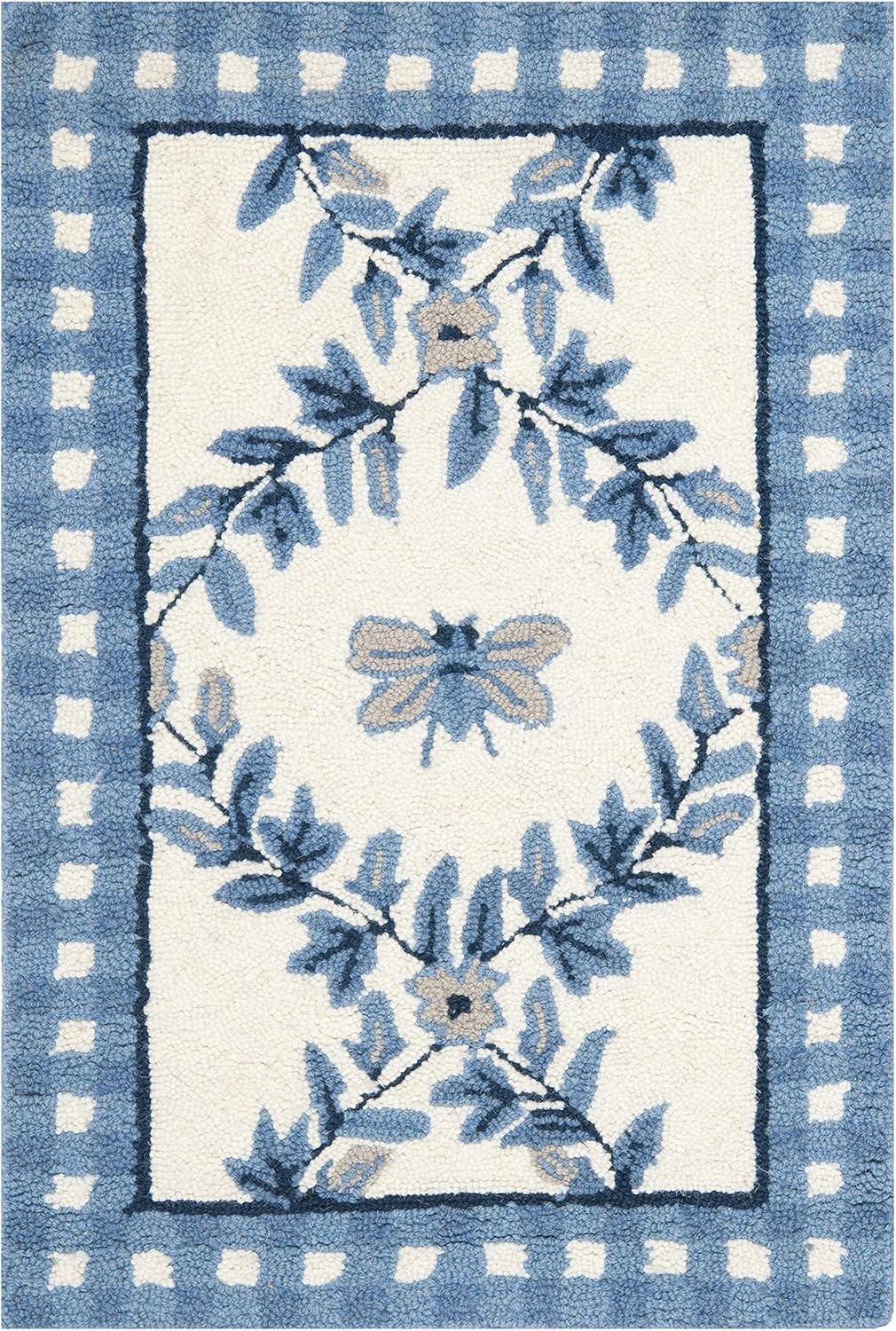 image:imageSAFAVIEH Area Rug 8x10 Chelsea Collection Large Ivory amp Green HandHooked Wool French Country Design Ideal for Living Room Bedroom Office Dining Space HK55AIvoryBlue