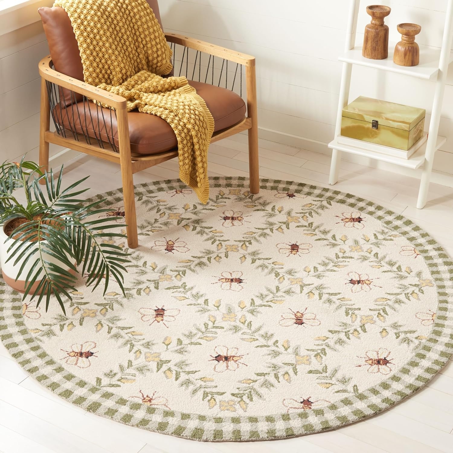 image:imageSAFAVIEH Area Rug 8x10 Chelsea Collection Large Ivory amp Green HandHooked Wool French Country Design Ideal for Living Room Bedroom Office Dining Space HK55AIvoryGreen