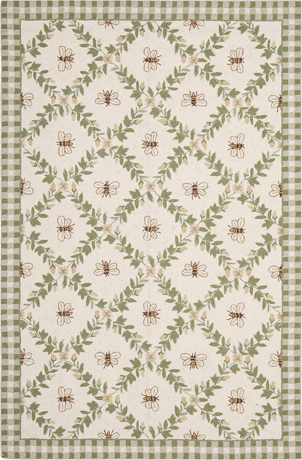 image:imageSAFAVIEH Area Rug 8x10 Chelsea Collection Large Ivory amp Green HandHooked Wool French Country Design Ideal for Living Room Bedroom Office Dining Space HK55AIvoryGreen
