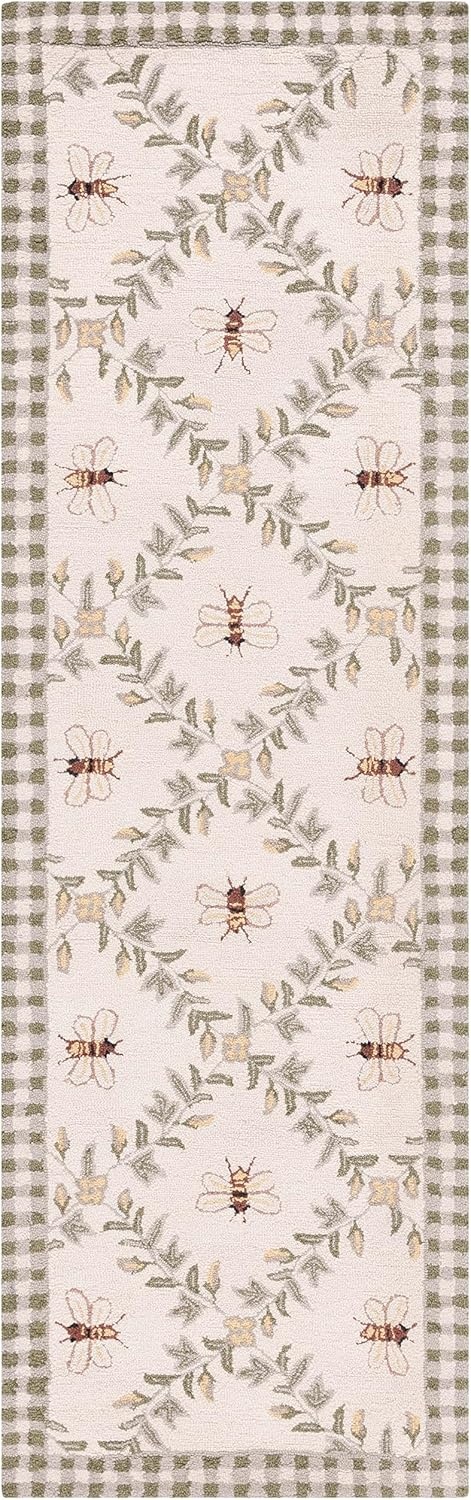 image:imageSAFAVIEH Area Rug 8x10 Chelsea Collection Large Ivory amp Green HandHooked Wool French Country Design Ideal for Living Room Bedroom Office Dining Space HK55AIvoryGreen