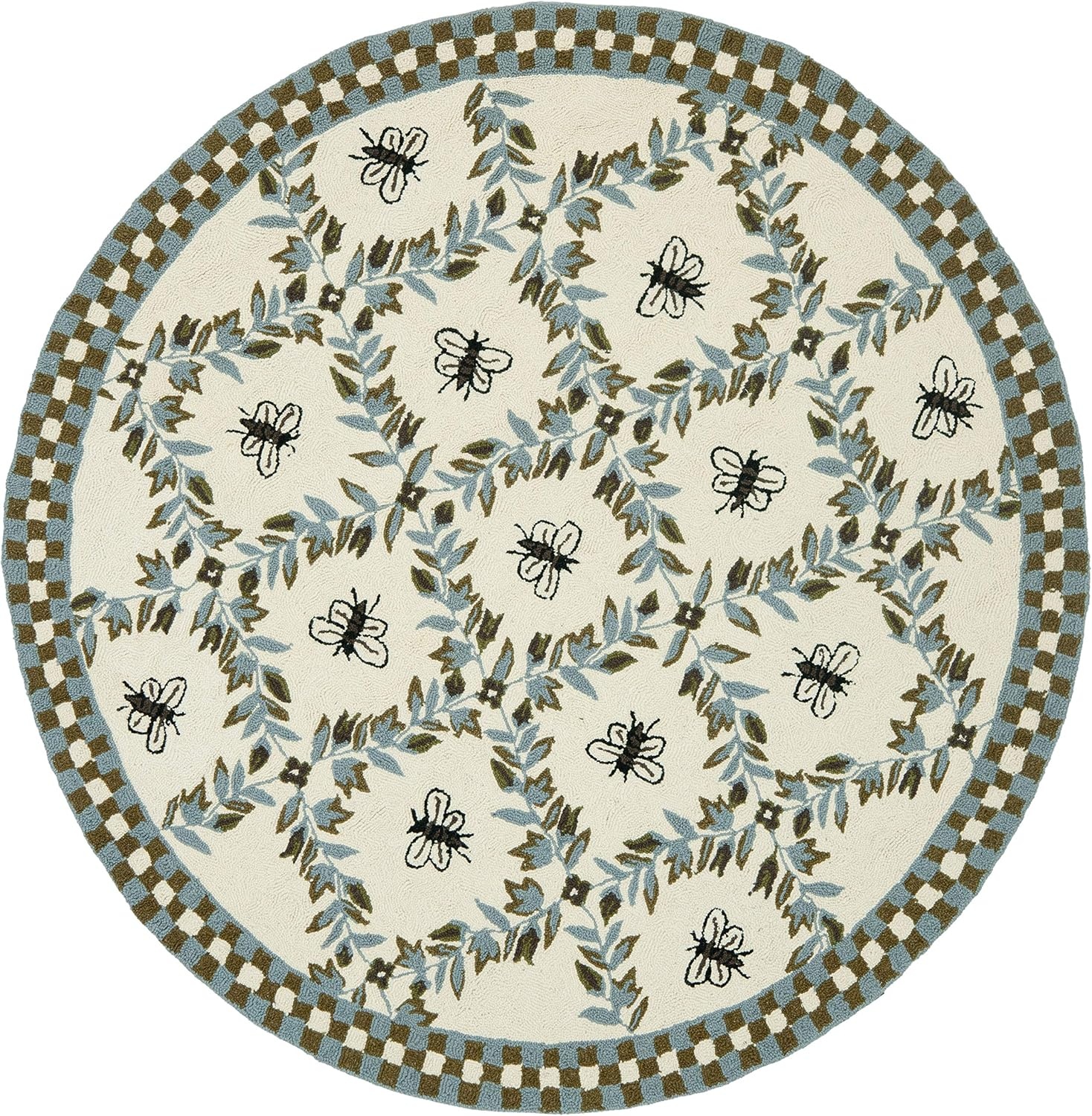 image:imageSAFAVIEH Area Rug 8x10 Chelsea Collection Large Ivory amp Green HandHooked Wool French Country Design Ideal for Living Room Bedroom Office Dining Space HK55AIvoryLight Blue