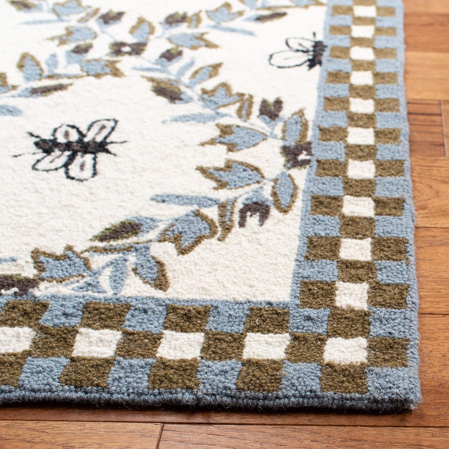 image:imageSAFAVIEH Area Rug 8x10 Chelsea Collection Large Ivory amp Green HandHooked Wool French Country Design Ideal for Living Room Bedroom Office Dining Space HK55AIvoryLight Blue