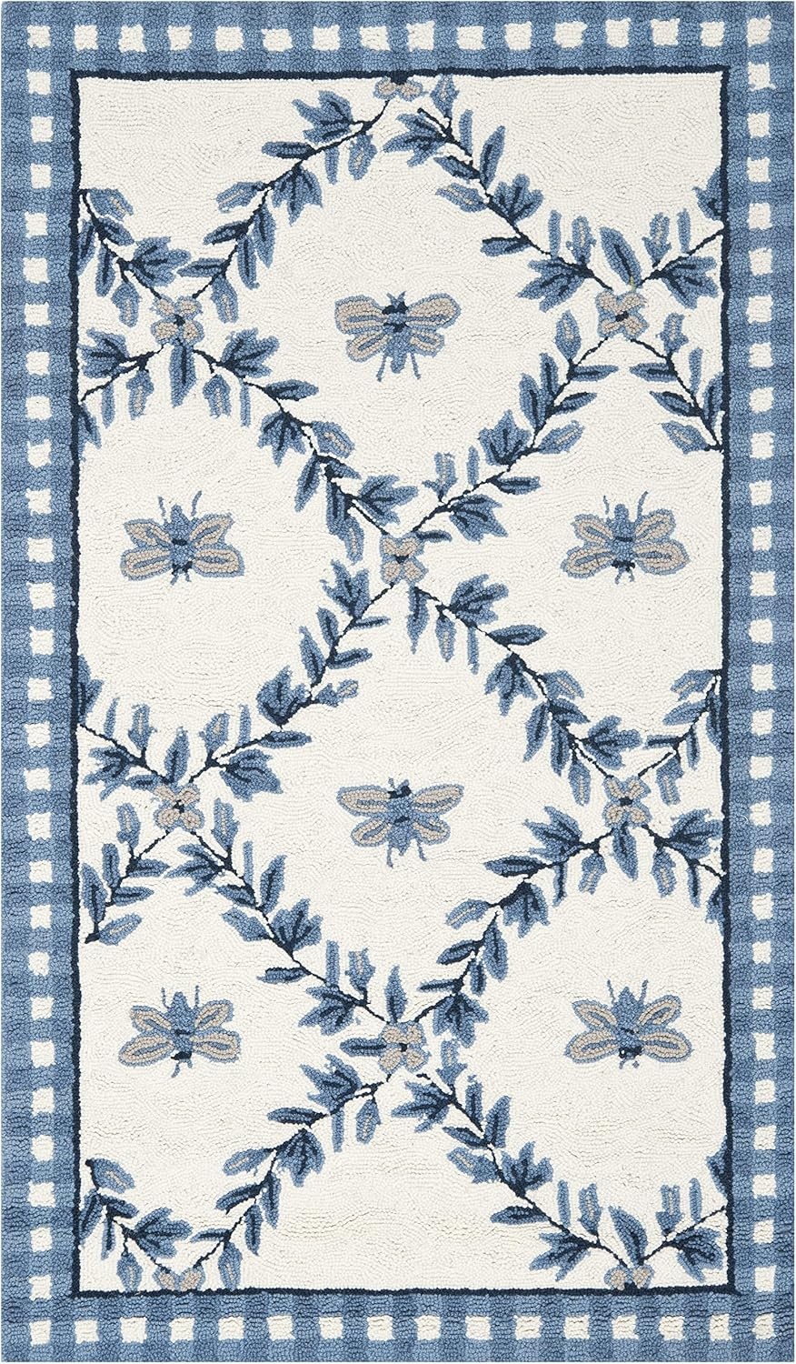 image:imageSAFAVIEH Area Rug 8x10 Chelsea Collection Large Ivory amp Green HandHooked Wool French Country Design Ideal for Living Room Bedroom Office Dining Space HK55AIvoryBlue