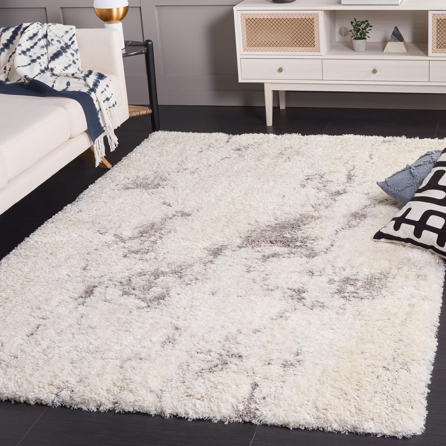 image:imageSAFAVIEH Area Rug 8x10 Cloud Shag Collection Large Grey amp Blue Modern Design NonShedding amp Easy Cleaning Ultra Plush Thick Pile Ideal for Living Room Bedroom Dining Space CLD110FIvoryGrey