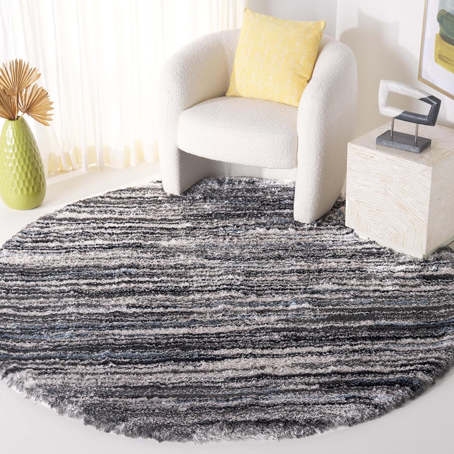 image:imageSAFAVIEH Area Rug 8x10 Cloud Shag Collection Large Grey amp Blue Modern Design NonShedding amp Easy Cleaning Ultra Plush Thick Pile Ideal for Living Room Bedroom Dining Space CLD111FGreyBlue