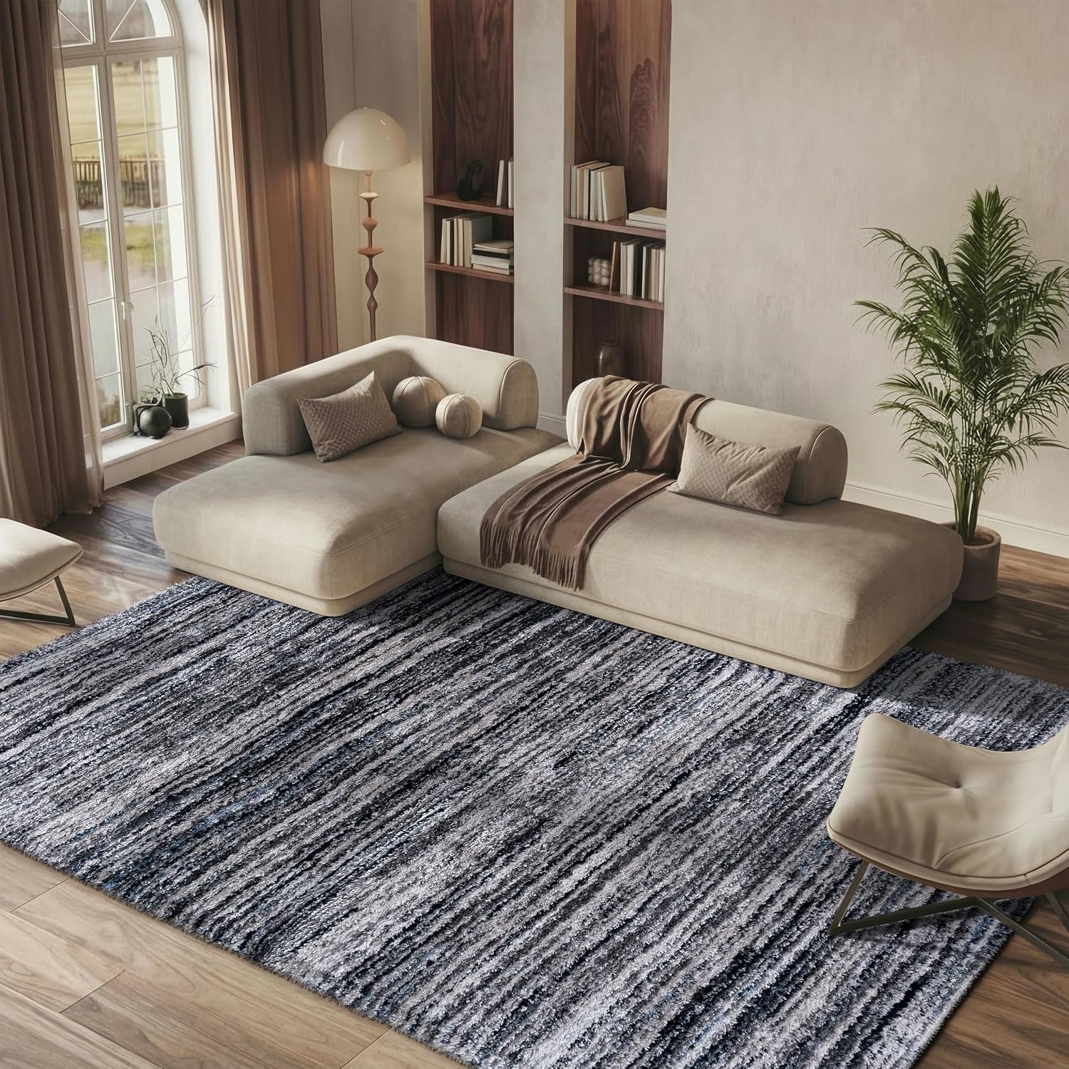 image:imageSAFAVIEH Area Rug 8x10 Cloud Shag Collection Large Grey amp Blue Modern Design NonShedding amp Easy Cleaning Ultra Plush Thick Pile Ideal for Living Room Bedroom Dining Space CLD111FGreyBlue