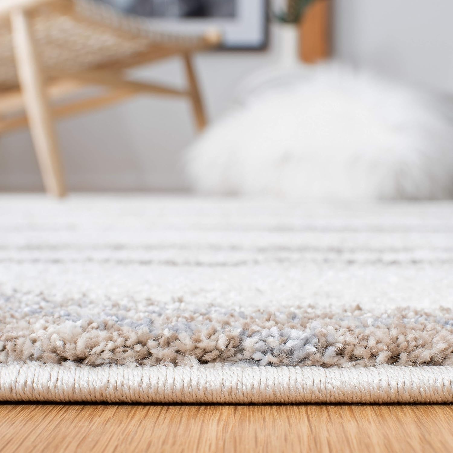 image:imageSAFAVIEH Area Rug 8x10 Cyrus Shag Collection Large Ivory amp Grey Modern Abstract Design NonShedding amp Easy Cleaning Ideal for Living Room Bedroom Office Dining Space CYR130AIvoryGrey