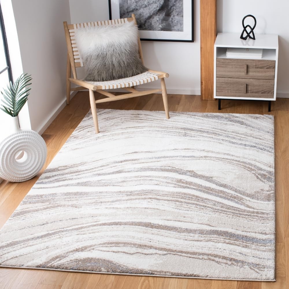 image:imageSAFAVIEH Area Rug 8x10 Cyrus Shag Collection Large Ivory amp Grey Modern Abstract Design NonShedding amp Easy Cleaning Ideal for Living Room Bedroom Office Dining Space CYR130AIvoryGrey