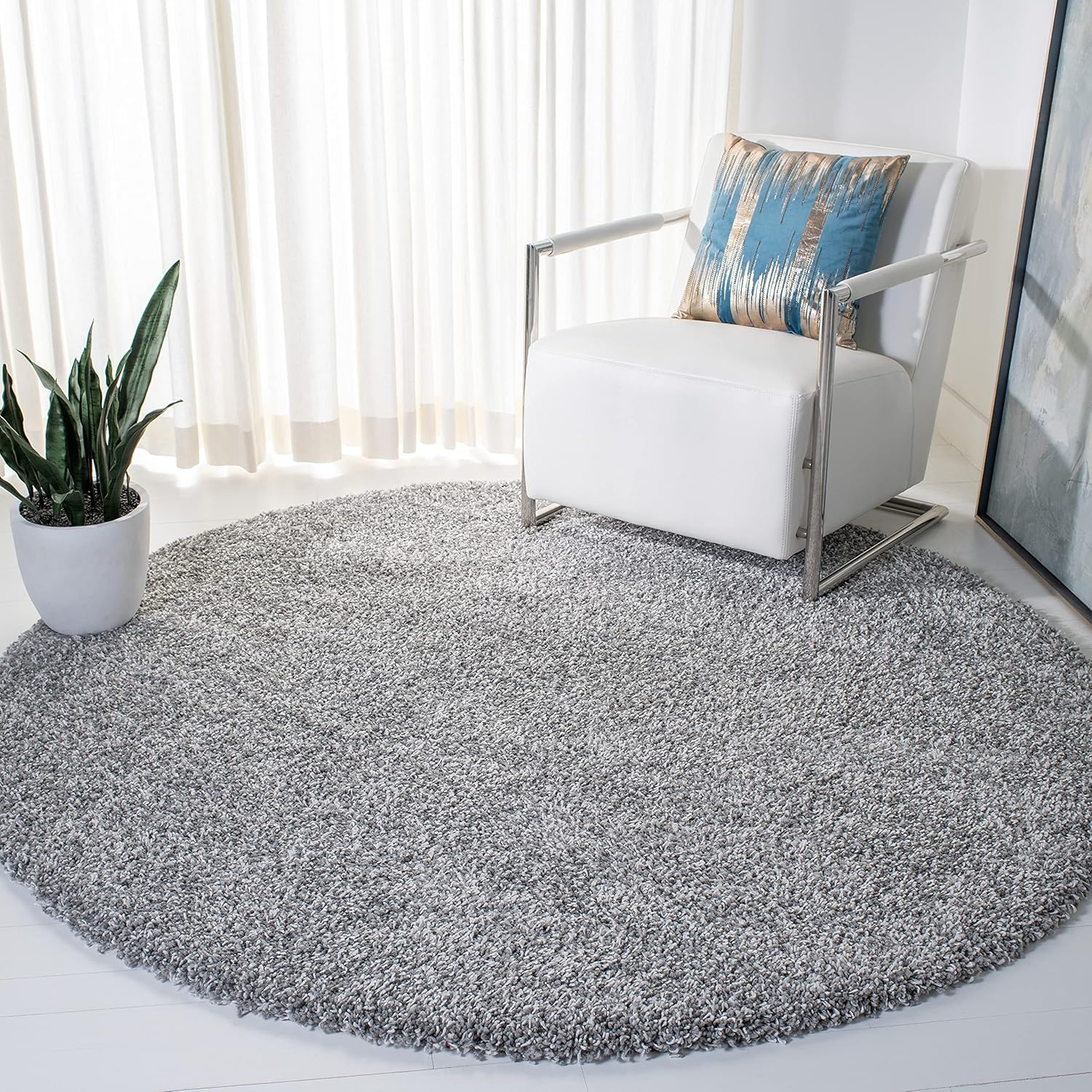 image:imageSAFAVIEH Area Rug 8x10 Evolution Shag Collection Large Grey Solid Design NonShedding amp Easy Cleaning Ultra Plush Thick Pile Ideal for Living Room Bedroom Dining Space EVO520FGrey