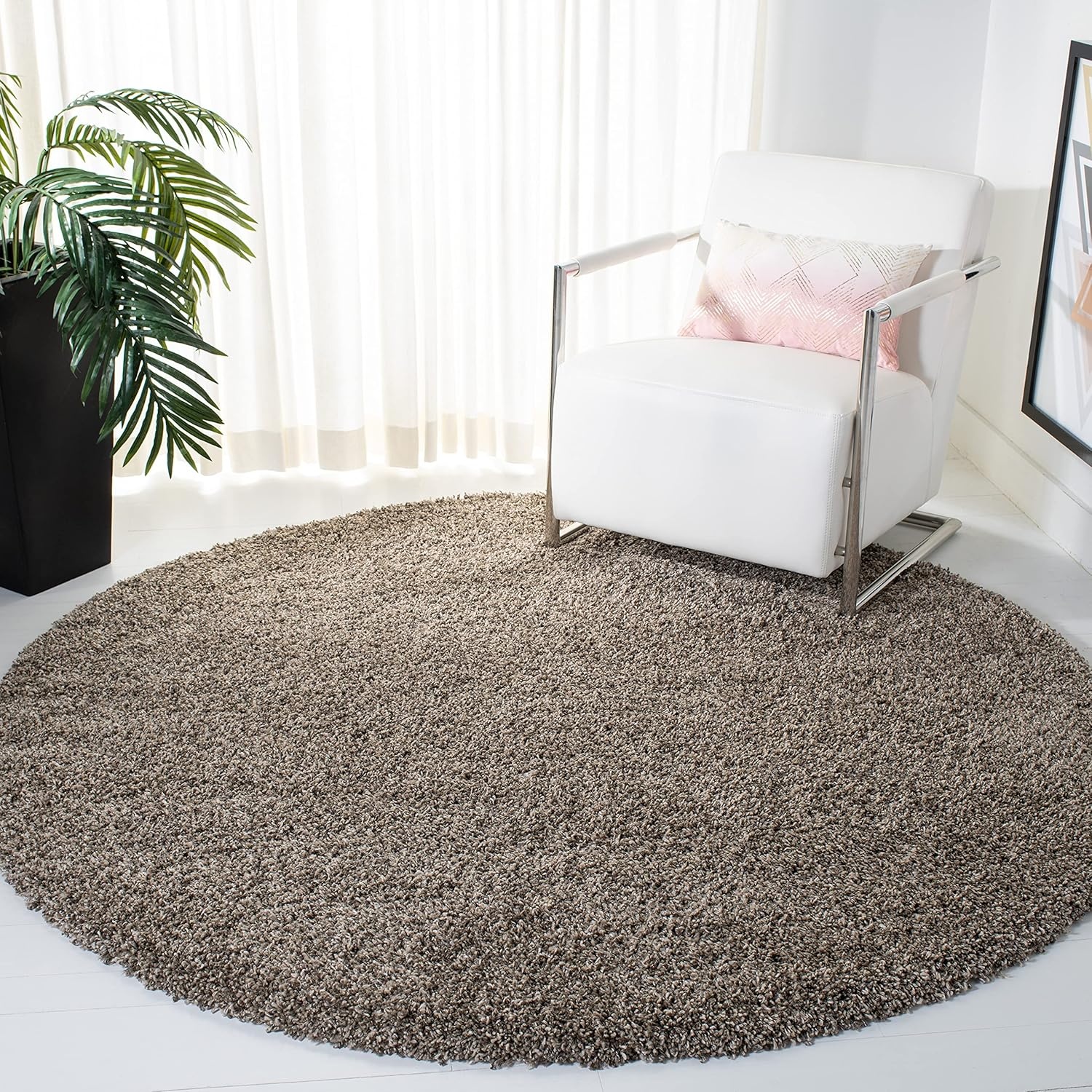 image:imageSAFAVIEH Area Rug 8x10 Evolution Shag Collection Large Grey Solid Design NonShedding amp Easy Cleaning Ultra Plush Thick Pile Ideal for Living Room Bedroom Dining Space EVO520FBrown