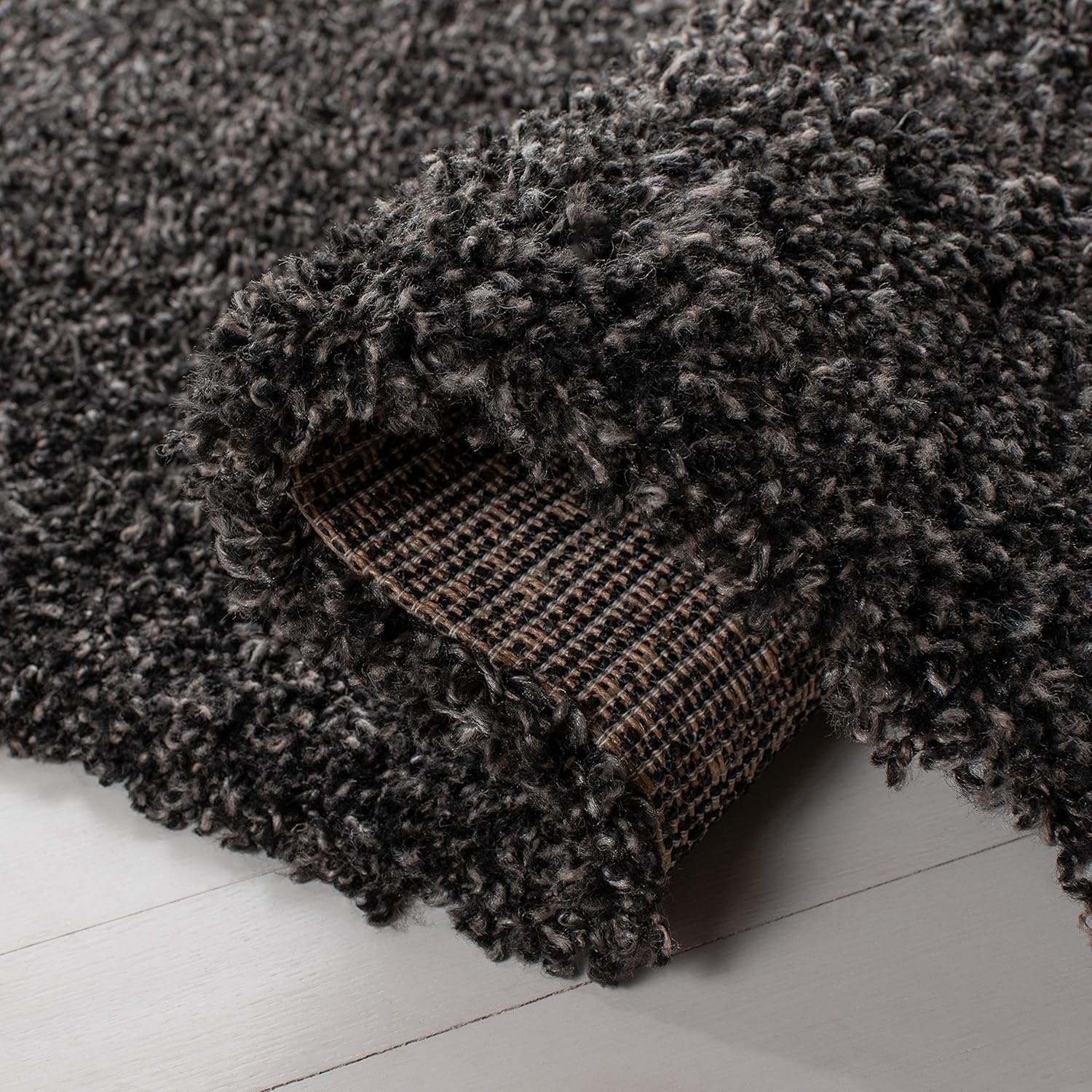 image:imageSAFAVIEH Area Rug 8x10 Evolution Shag Collection Large Grey Solid Design NonShedding amp Easy Cleaning Ultra Plush Thick Pile Ideal for Living Room Bedroom Dining Space EVO520FCharcoal