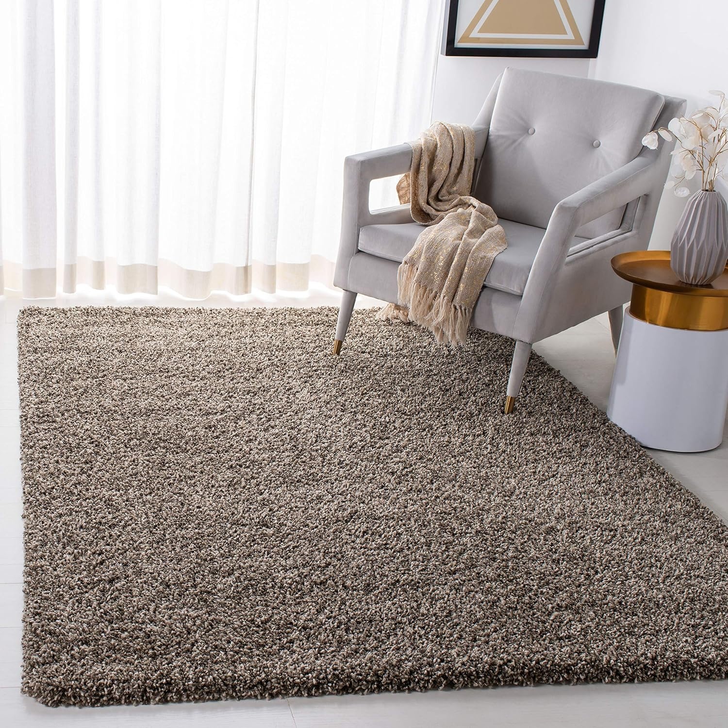 image:imageSAFAVIEH Area Rug 8x10 Evolution Shag Collection Large Grey Solid Design NonShedding amp Easy Cleaning Ultra Plush Thick Pile Ideal for Living Room Bedroom Dining Space EVO520FBrown