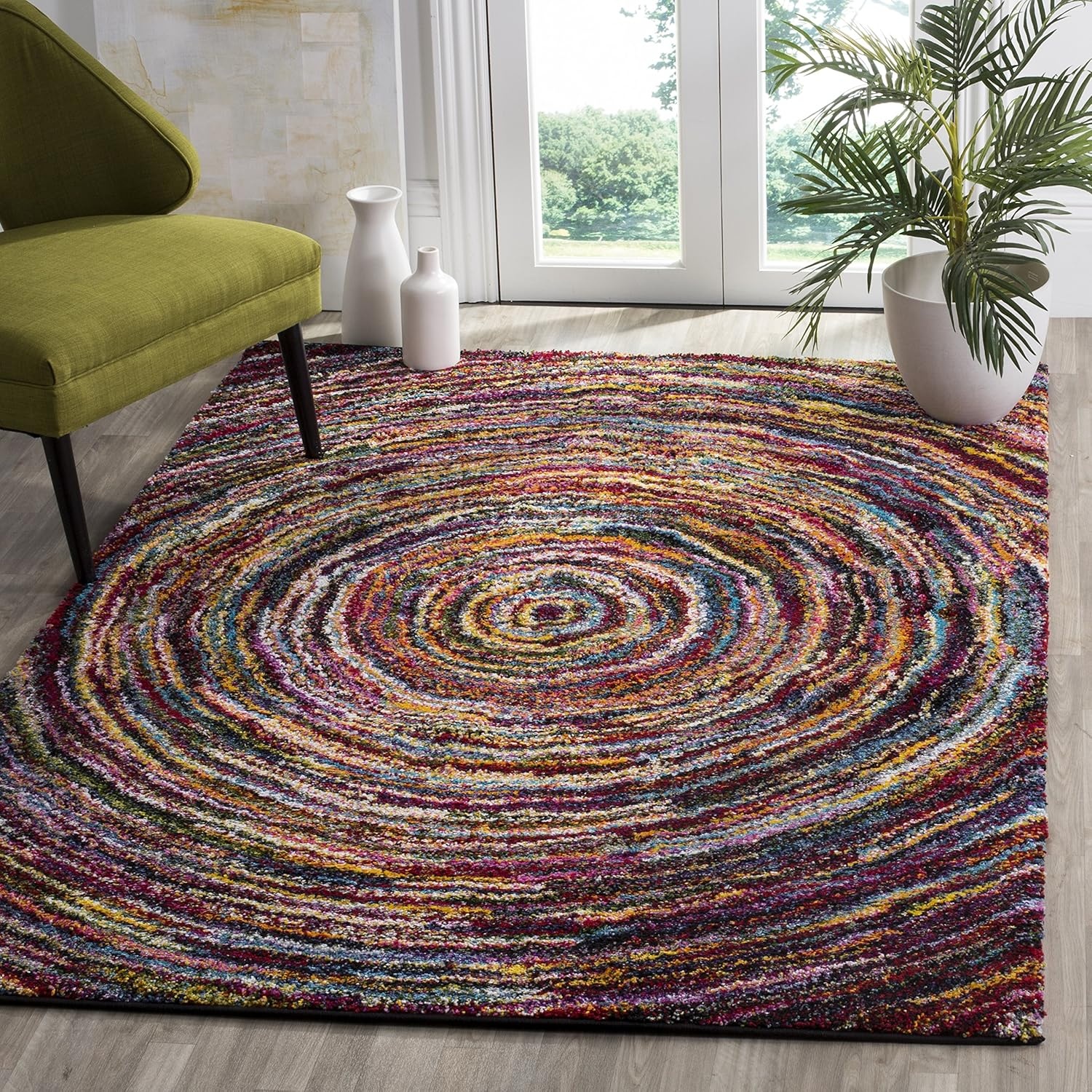 image:imageSAFAVIEH Area Rug 8x10 Fiesta Shag Collection Large Multi Modern Abstract Design NonShedding amp Easy Cleaning Ideal for Living Room Bedroom Dining Space FSG360MMulti Color