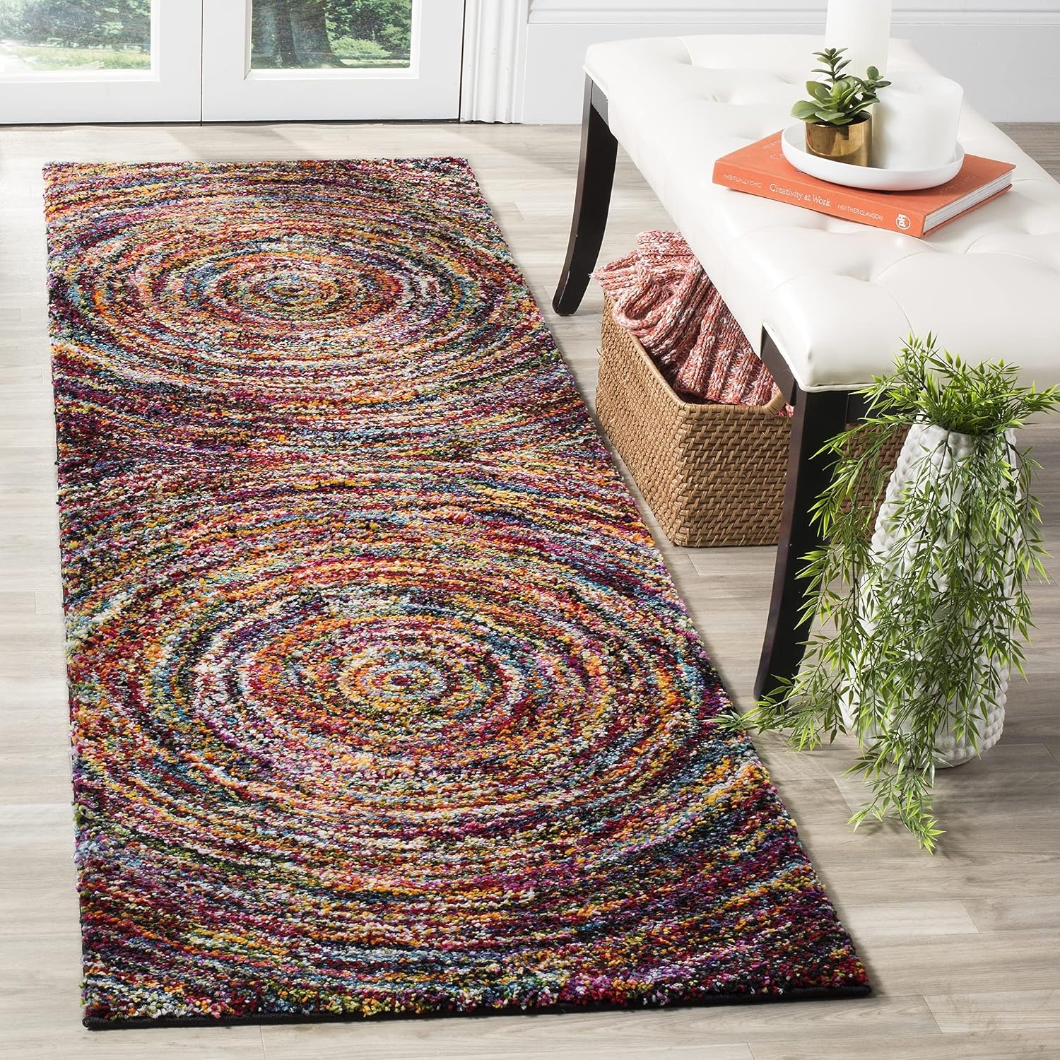 image:imageSAFAVIEH Area Rug 8x10 Fiesta Shag Collection Large Multi Modern Abstract Design NonShedding amp Easy Cleaning Ideal for Living Room Bedroom Dining Space FSG360MMulti Color
