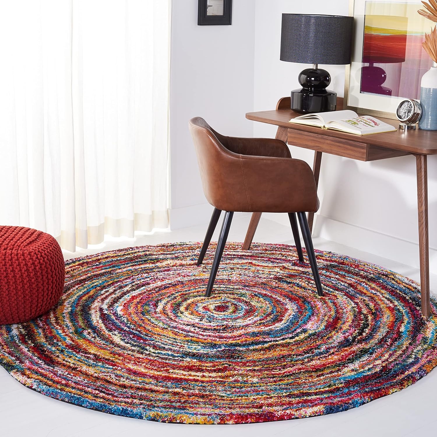 image:imageSAFAVIEH Area Rug 8x10 Fiesta Shag Collection Large Multi Modern Abstract Design NonShedding amp Easy Cleaning Ideal for Living Room Bedroom Dining Space FSG360MMulti Color