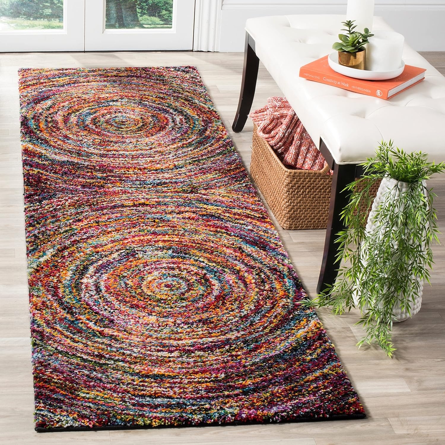 image:imageSAFAVIEH Area Rug 8x10 Fiesta Shag Collection Large Multi Modern Abstract Design NonShedding amp Easy Cleaning Ideal for Living Room Bedroom Dining Space FSG360MMulti Color