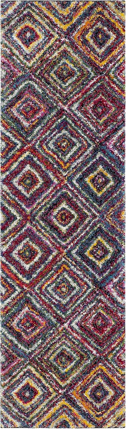 image:imageSAFAVIEH Area Rug 8x10 Fiesta Shag Collection Large Multi Modern Abstract Diamond Design NonShedding amp Easy Cleaning Ideal for Living Room Bedroom Dining Space FSG384MMulti Color