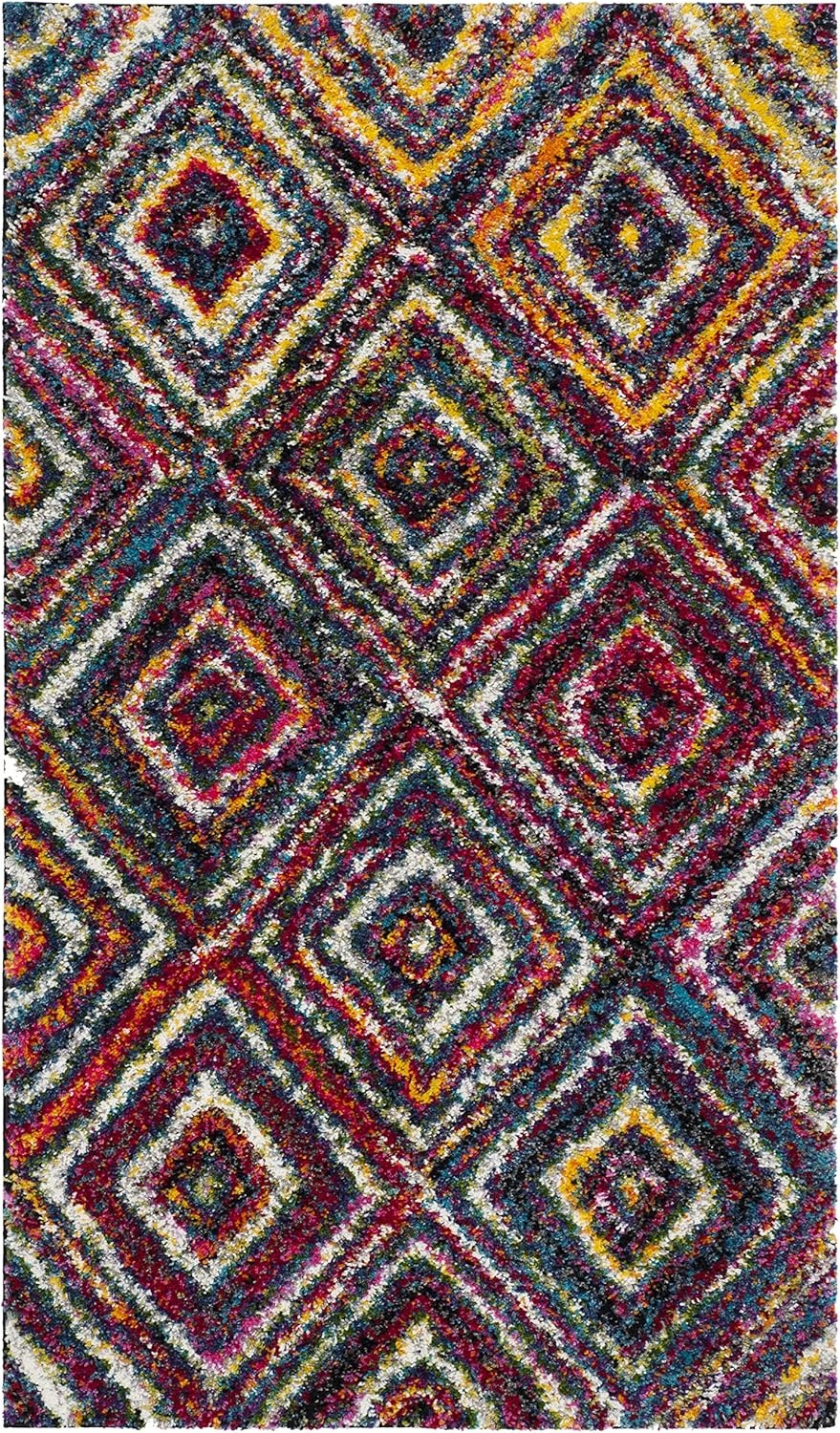 image:imageSAFAVIEH Area Rug 8x10 Fiesta Shag Collection Large Multi Modern Abstract Diamond Design NonShedding amp Easy Cleaning Ideal for Living Room Bedroom Dining Space FSG384MMulti Color