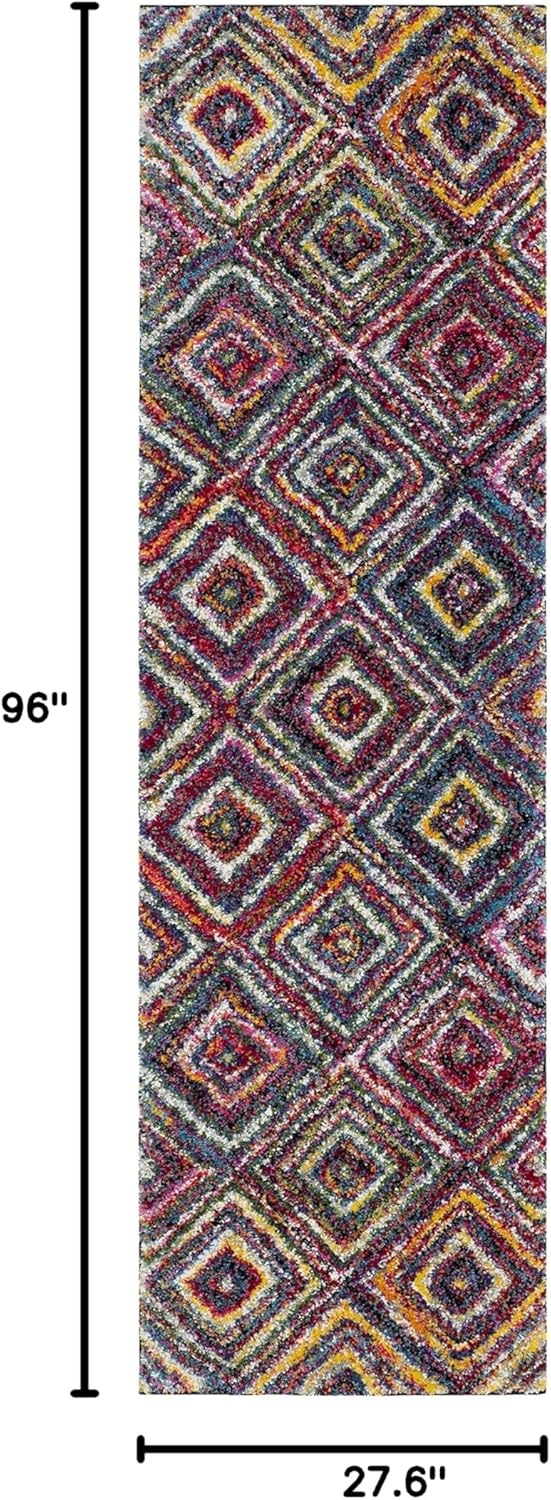 image:imageSAFAVIEH Area Rug 8x10 Fiesta Shag Collection Large Multi Modern Abstract Diamond Design NonShedding amp Easy Cleaning Ideal for Living Room Bedroom Dining Space FSG384MMulti Color