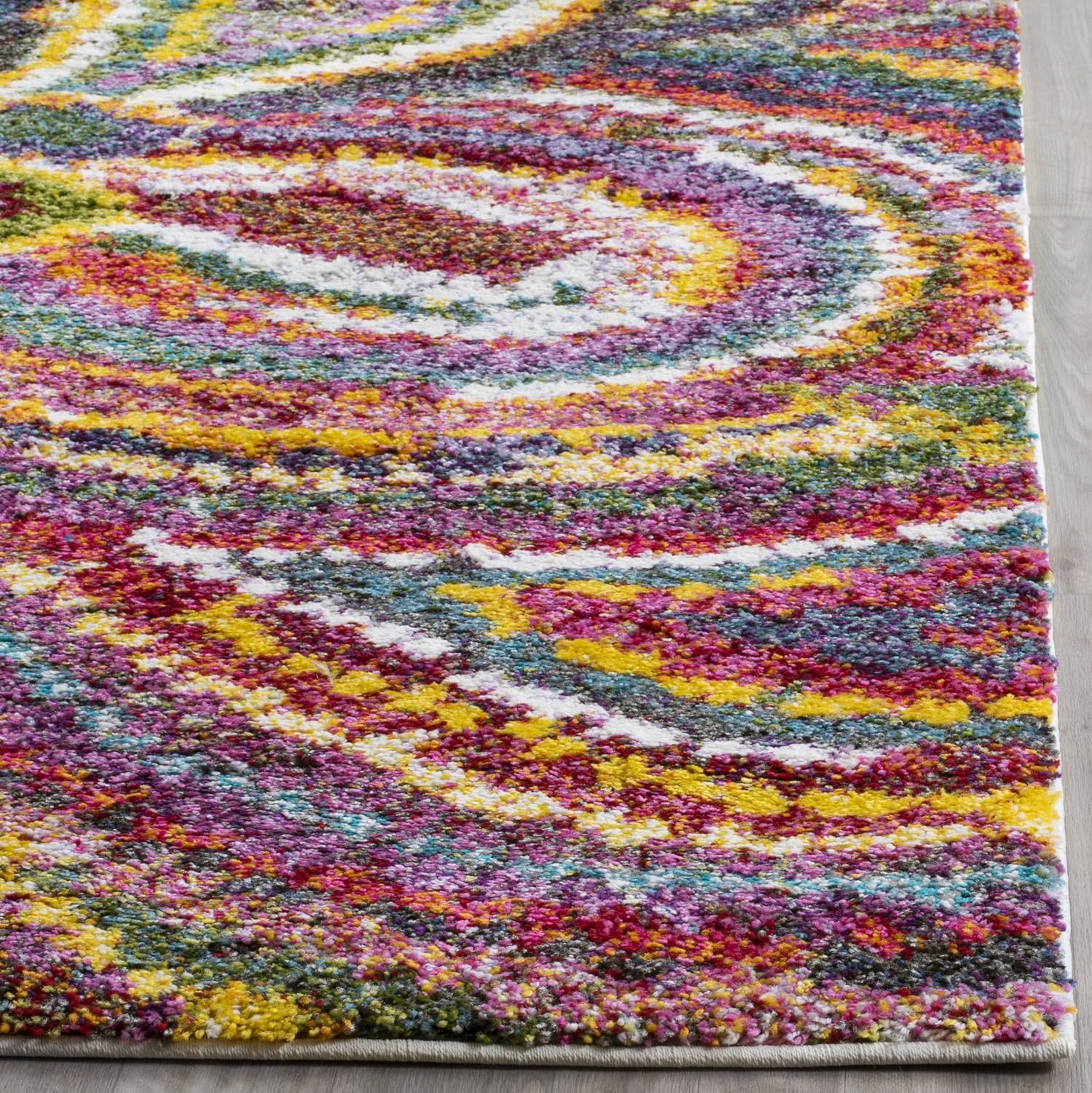 image:imageSAFAVIEH Area Rug 8x10 Fiesta Shag Collection Large Multi Modern Floral Design NonShedding amp Easy Cleaning Ideal for Living Room Bedroom Dining Space FSG383M