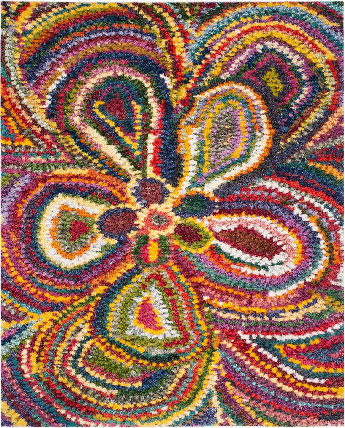 image:imageSAFAVIEH Area Rug 8x10 Fiesta Shag Collection Large Multi Modern Floral Design NonShedding amp Easy Cleaning Ideal for Living Room Bedroom Dining Space FSG383M