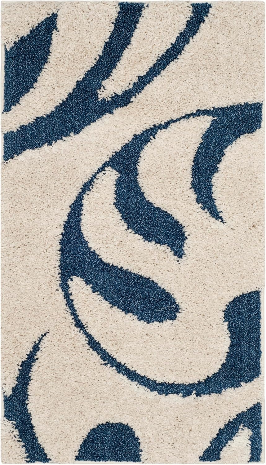 image:imageSAFAVIEH Area Rug 8x10 Florida Shag Collection Large Cream amp Blue Scroll Design NonShedding amp Easy Cleaning Plush Thick Pile Ideal for Living Room Bedroom Dining Space SG4681165CreamBlue