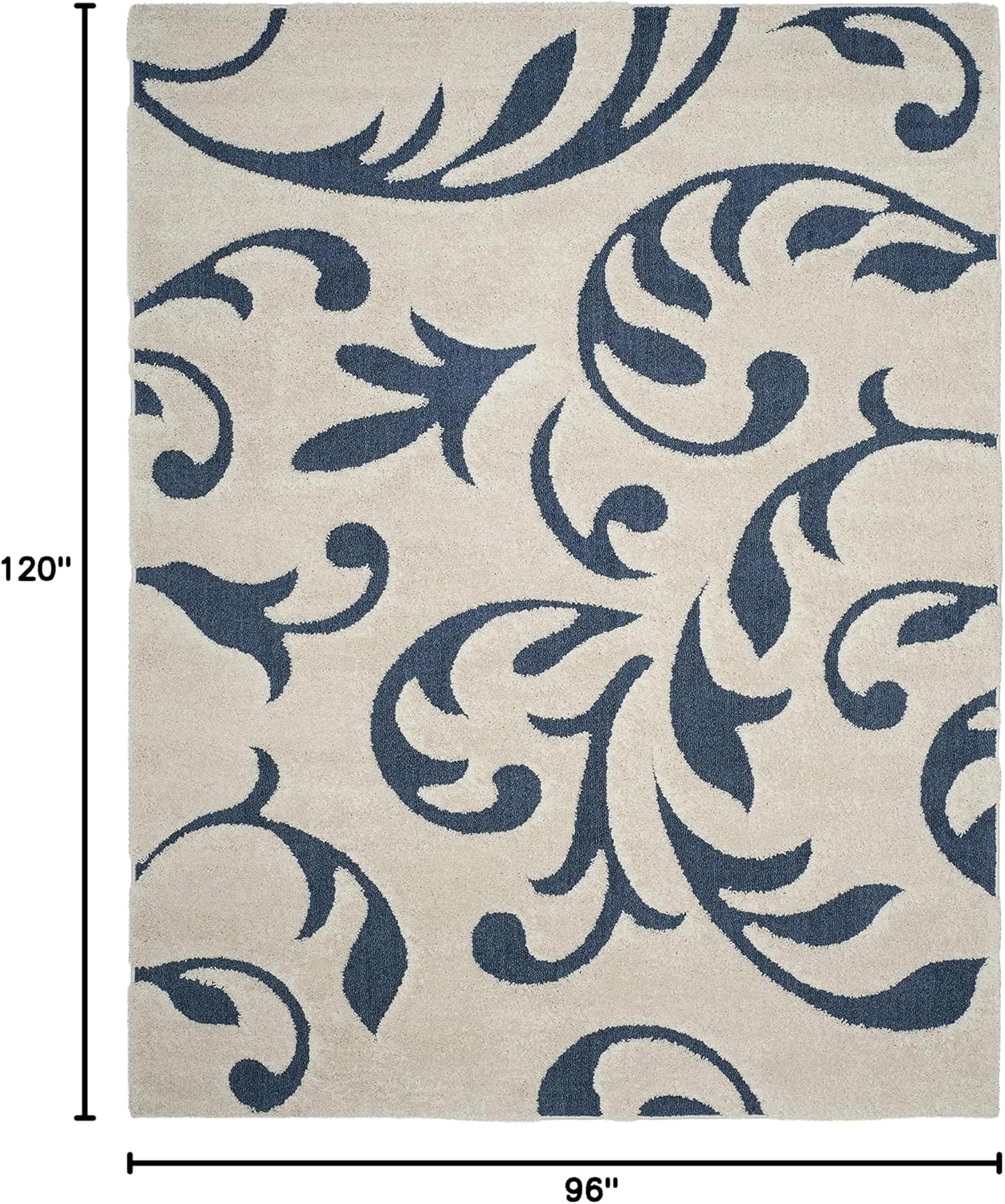 image:imageSAFAVIEH Area Rug 8x10 Florida Shag Collection Large Cream amp Blue Scroll Design NonShedding amp Easy Cleaning Plush Thick Pile Ideal for Living Room Bedroom Dining Space SG4681165CreamBlue