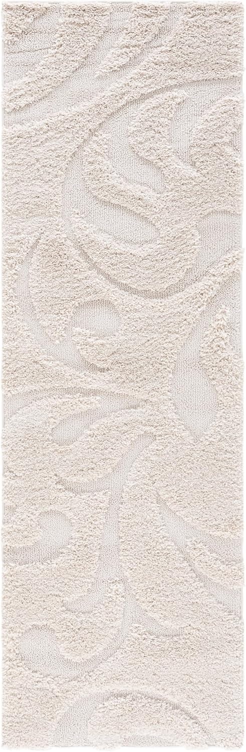 image:imageSAFAVIEH Area Rug 8x10 Florida Shag Collection Large Cream amp Blue Scroll Design NonShedding amp Easy Cleaning Plush Thick Pile Ideal for Living Room Bedroom Dining Space SG4681165Creme