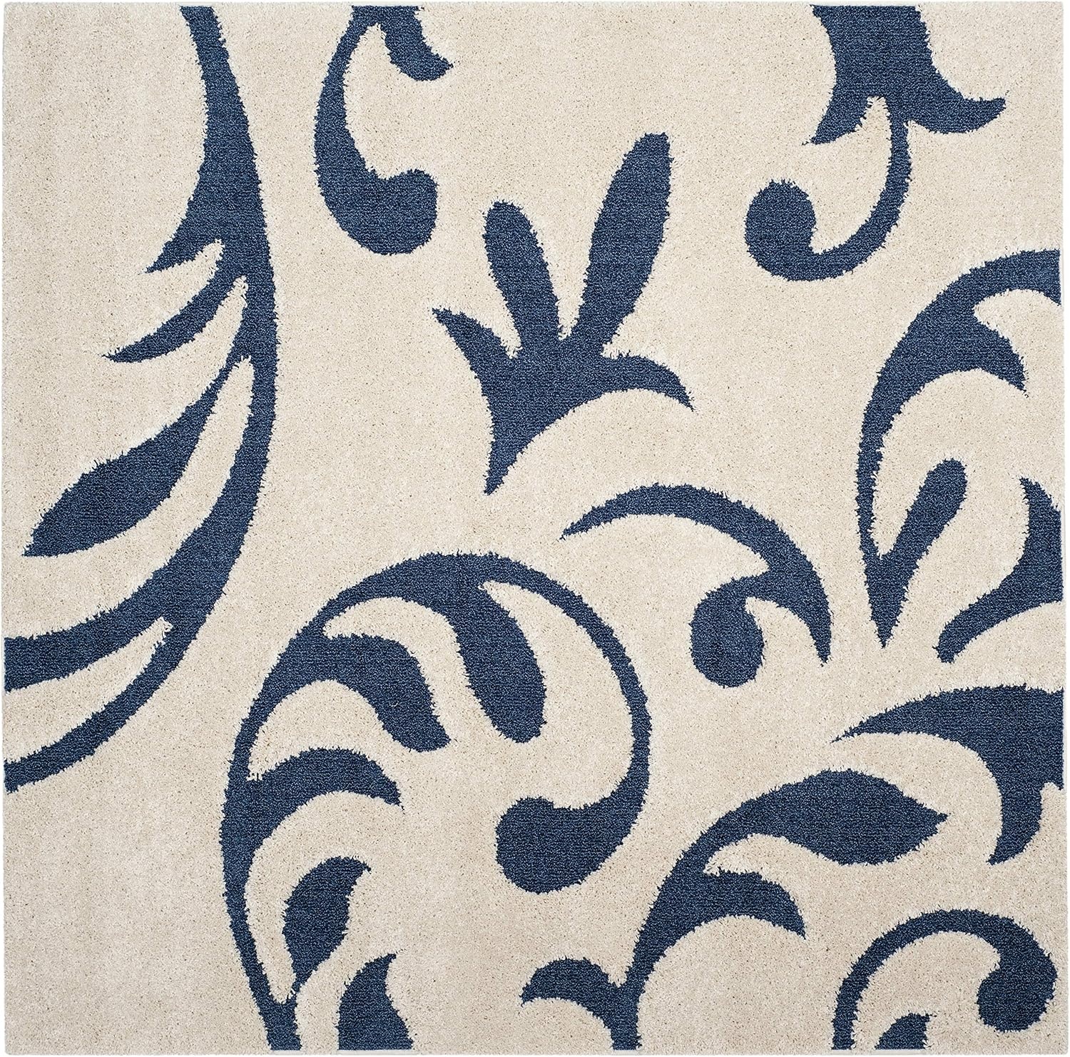 image:imageSAFAVIEH Area Rug 8x10 Florida Shag Collection Large Cream amp Blue Scroll Design NonShedding amp Easy Cleaning Plush Thick Pile Ideal for Living Room Bedroom Dining Space SG4681165CreamBlue